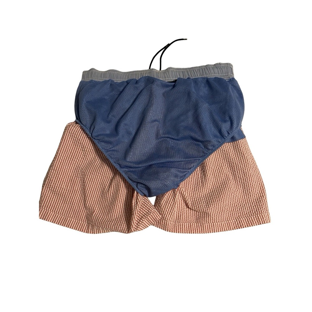 Southern‎ Marsh Dockside Swim Trunks Pinstriped in Red Seersucker Men's Small - Picture 10 of 10